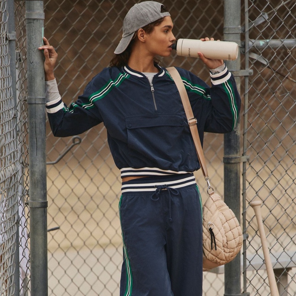 Free People From Here to There Workout/Running Set in Green and Navy
